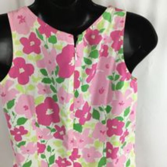 LIZ CLAIBORNE Lizsport White & Pink Floral Sleeveless Sheath Dress Size 4P GUC - Picture 4 of 8